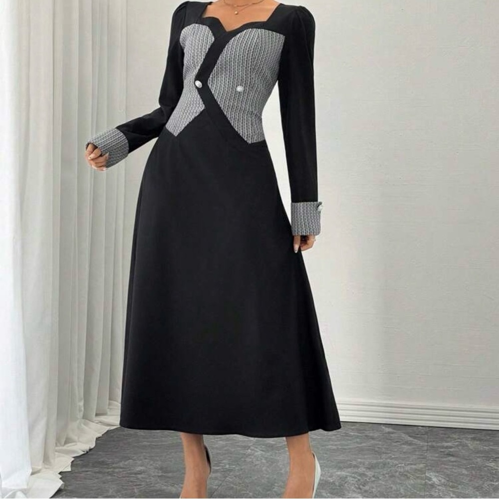 Elegant Black and Gray Women's Dress
